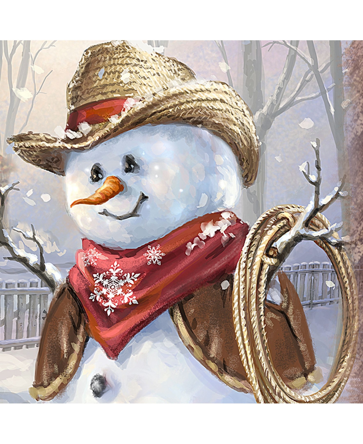 Designocracy by Dona Gelsinger Cowboy Snowman Wooden Block