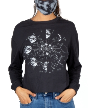 image of Rebellious One Juniors- Graphic-Print Long-Sleeve Cotton T-Shirt & Mask