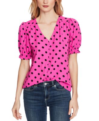 CeCe - Polka-Dot Puff-Sleeve Blouse