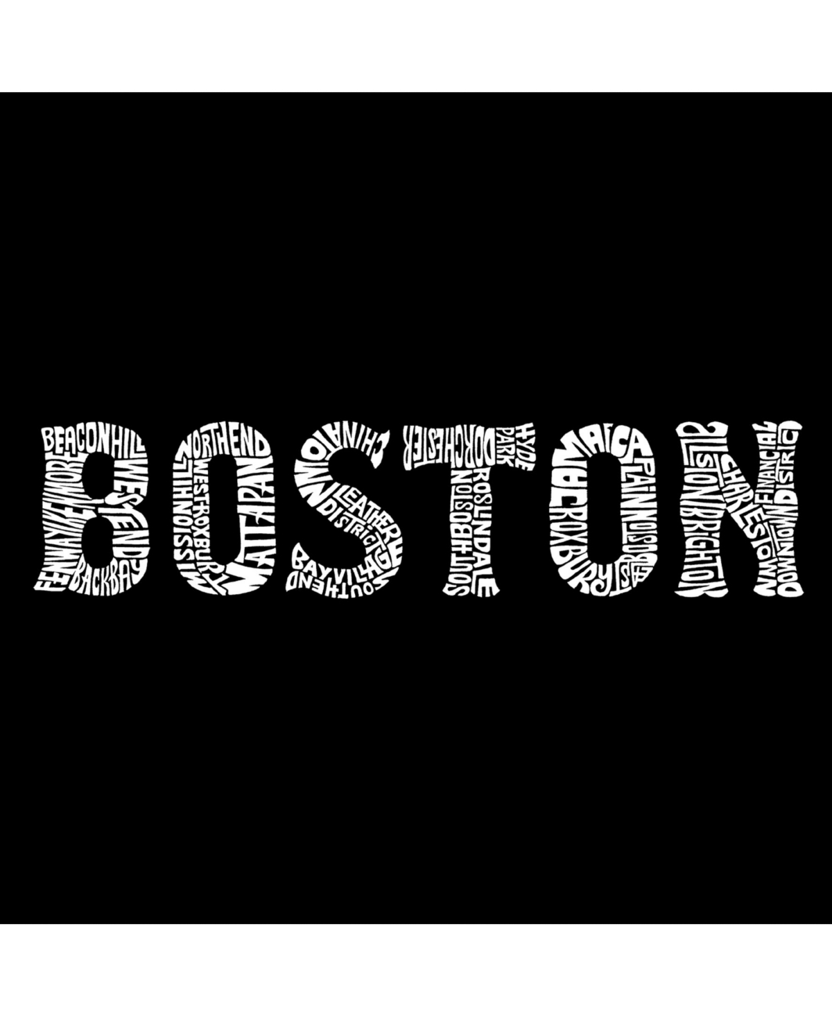 La Pop Art Boston Neighborhoods Men's Raglan Word Art T-shirt