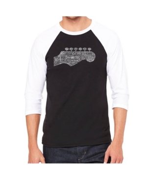 La Pop Art Guitar Head Men's Raglan Word Art T-shirt