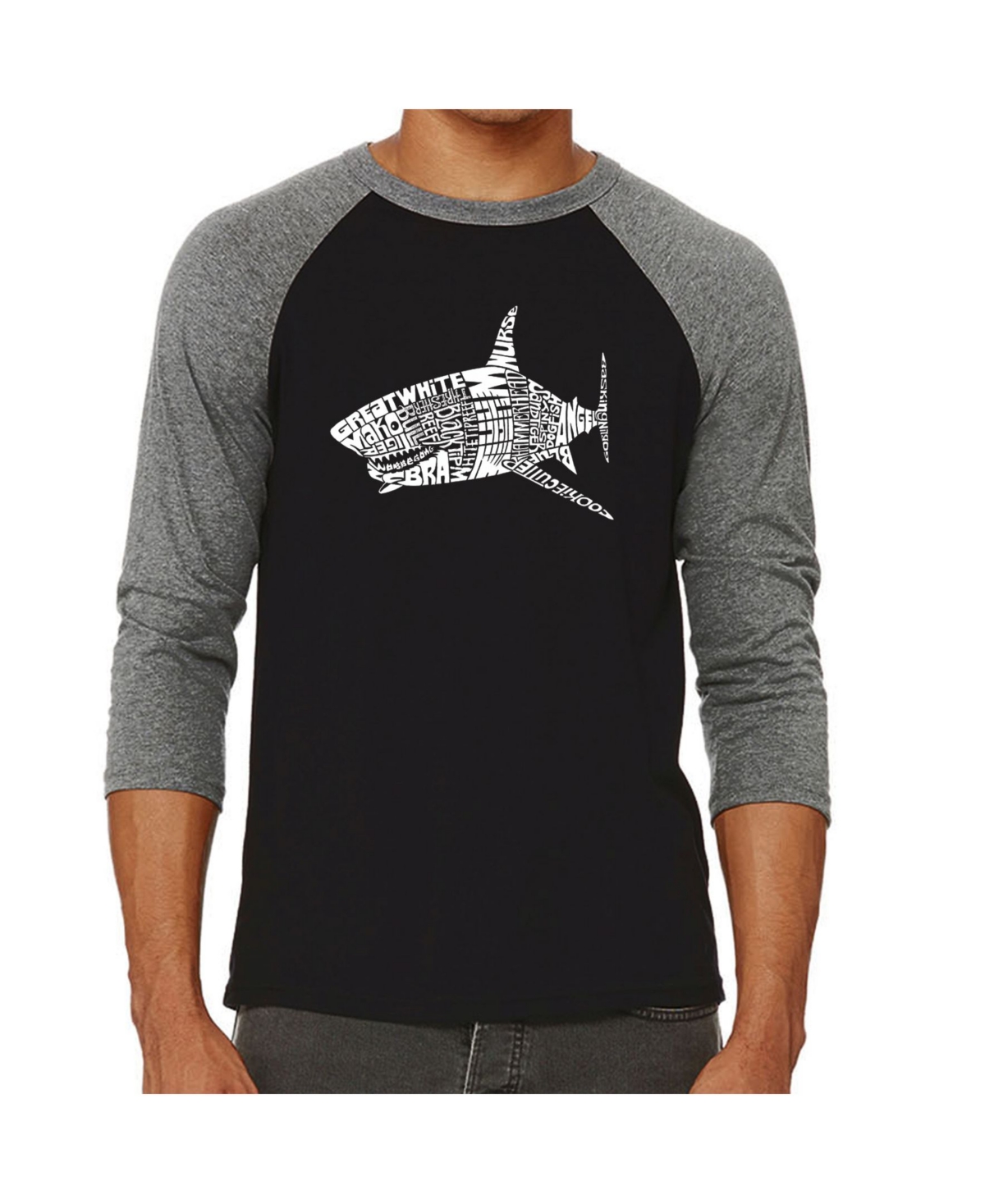 La Pop Art Species of Shark Men's Raglan Word Art T-shirt