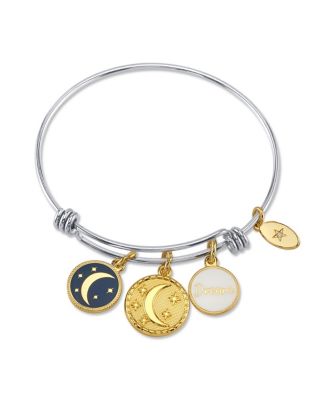 Photo 1 of Unwritten "Dream" Adjustable Bangle Bracelet in Stainless Steel with Silver Plated Charms