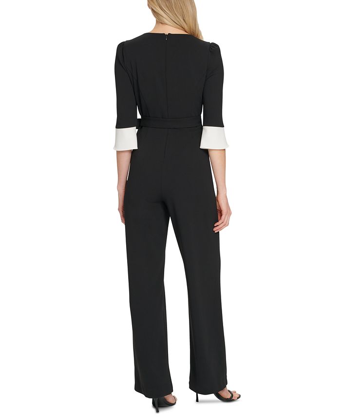 DKNY Contrast-Sleeve Jumpsuit - Macy's