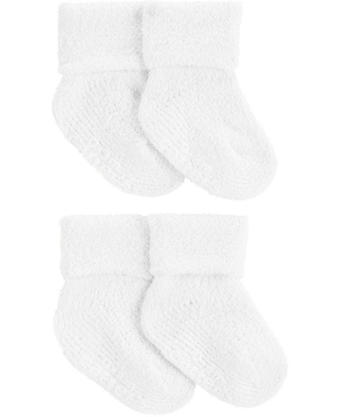 Carter's 4pk Baby Boy Chenille Foldover Cuff Booties - Blue/White main image 0