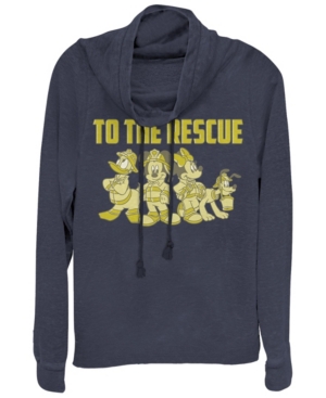 Fifth Sun Juniors Disney Mickey Classic Thanks Firefighters Fleece Cowl Neck Sweatshirt