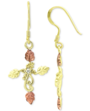 image of Giani Bernini Cubic Zirconia Leaf Filigree Cross Drop Earrings in Sterling Silver, 18k Gold- & 18k Rose Gold-Plate, Created for Macy-s