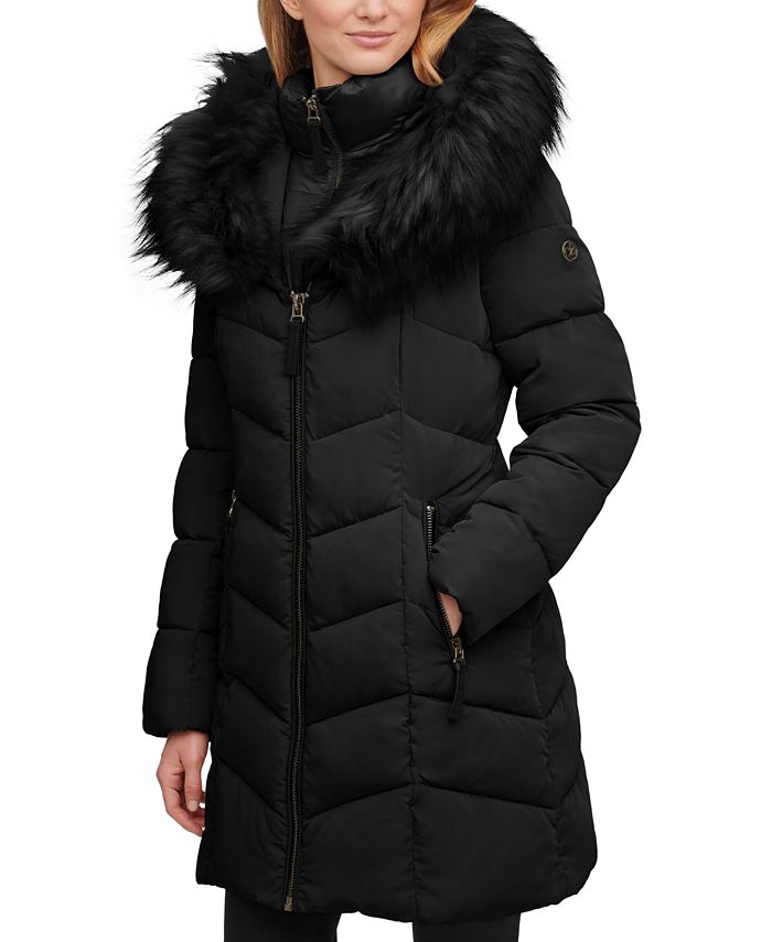 Calvin Klein Faux-Fur-Trim Hooded Puffer Coat & Reviews - Coats & Jackets -  Women - Macy's