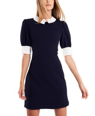 Riley & Rae - Puff-Sleeve Contrast-Trim Dress
