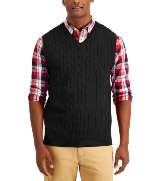 Club Room Men's Cable-knit Cotton Sweater Vest, Created For Macy's In ...