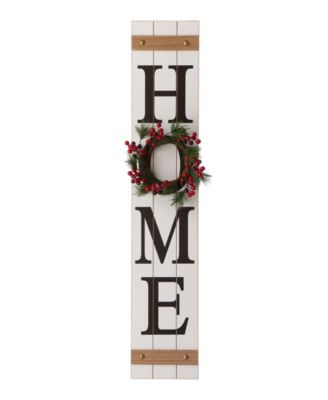 Wooden "Home" Floral Porch Sign, Set of 4