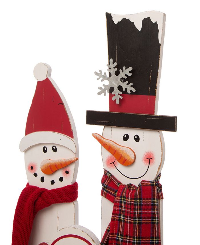 Glitzhome Wooden Snowman Family Porch Decor - Macy's