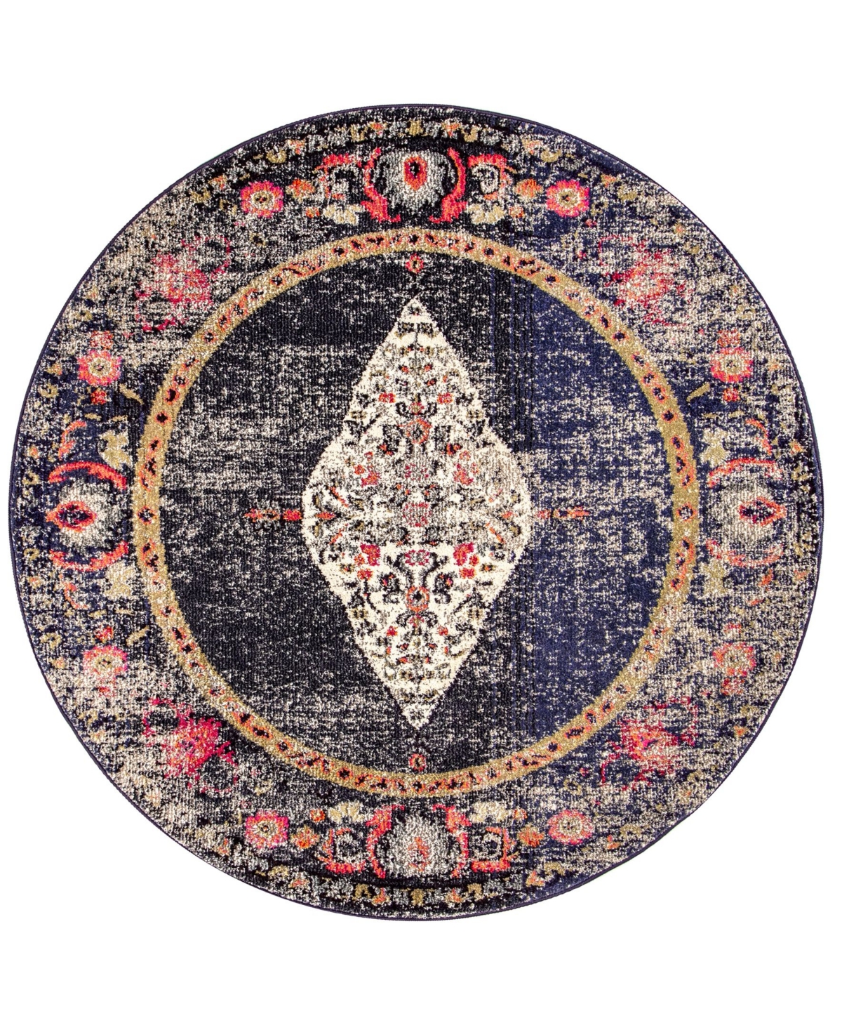 nuLoom Veronica 7'10in x 7'10in Round Area Rug - Navy