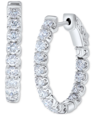 image of Diamond In & Out Hoop Earrings (2 ct. t.w.) in 14k White Gold