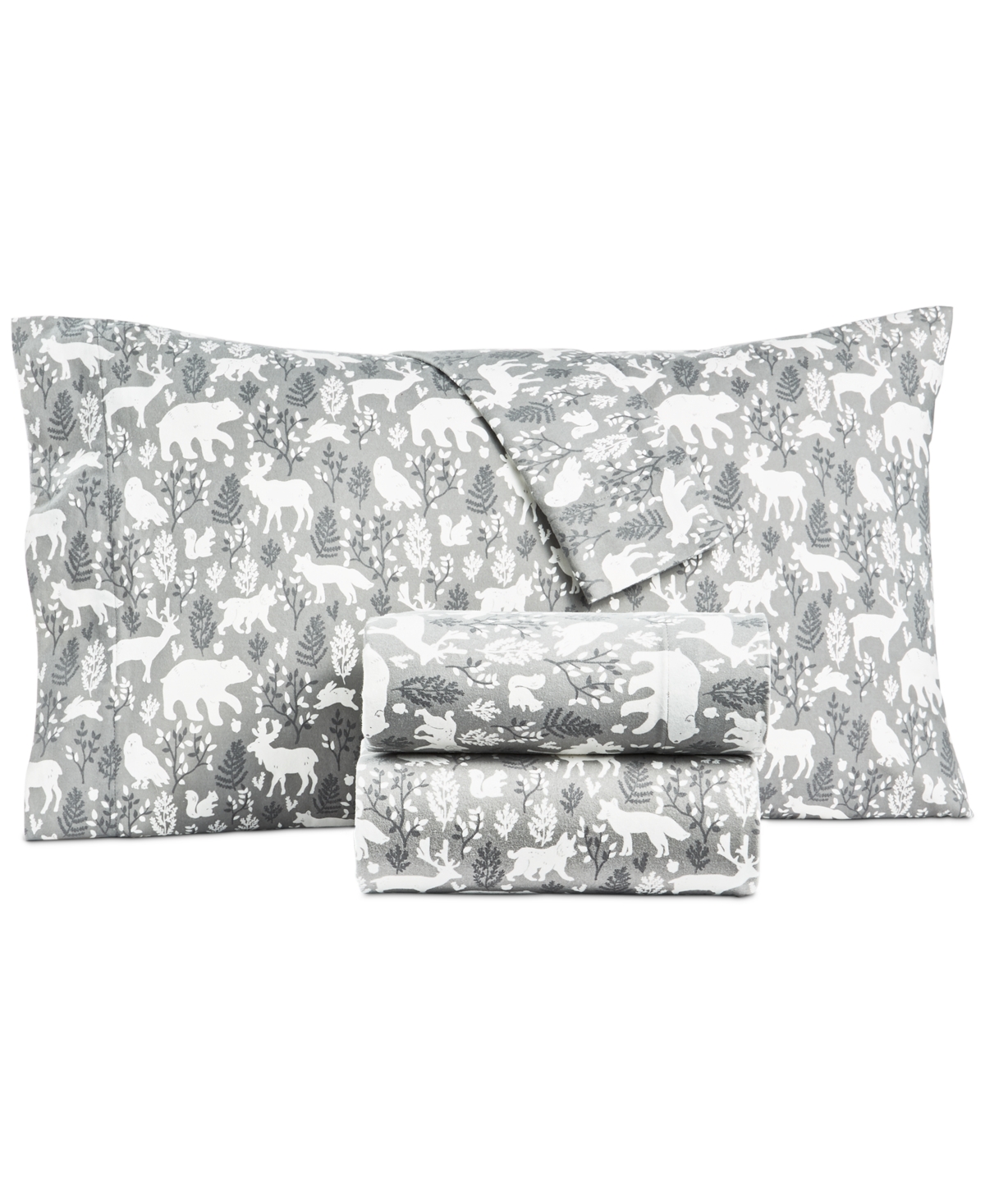 Martha Stewart Collection Holiday Printed Cotton Flannel 4pc. Sheet