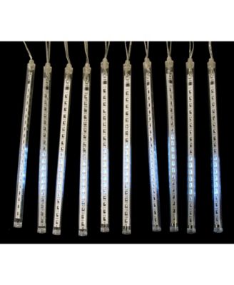 Transparent Dripping Icicle Snowfall Christmas Light Tubes-Clear Wire, Set of 10