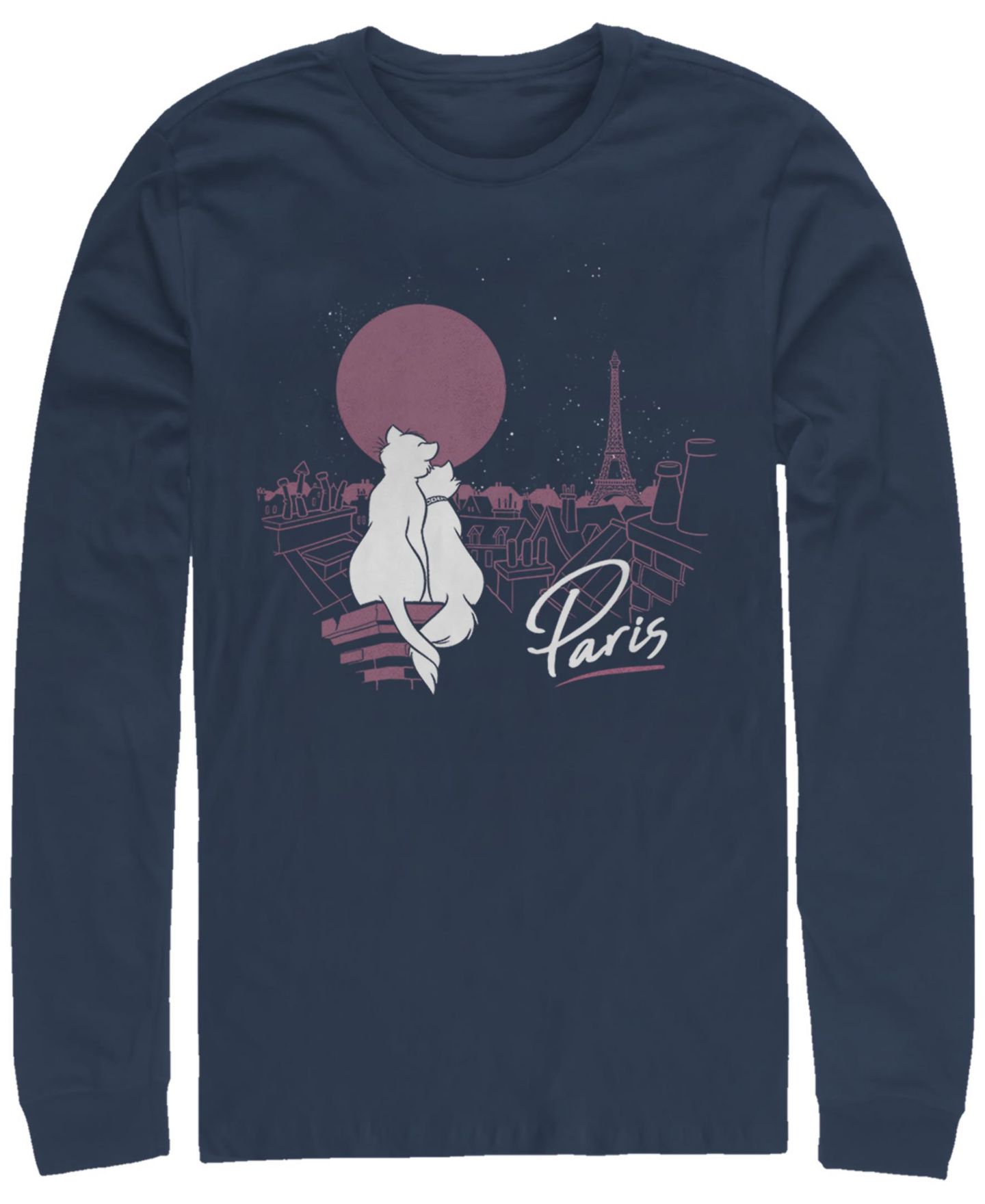 Мужская футболка Fifth Sun Aristocats Together in Paris Long Sleeve Crew Neck, цвет: Тёмно-синий — фото 1