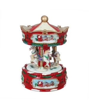 Northlight Animated Musical Carousel With Horses Christmas Music Box Table Top Decor In Red