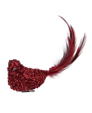 Northlight Sequined Bird With Feather Tail Christmas Ornament With Clip In Red