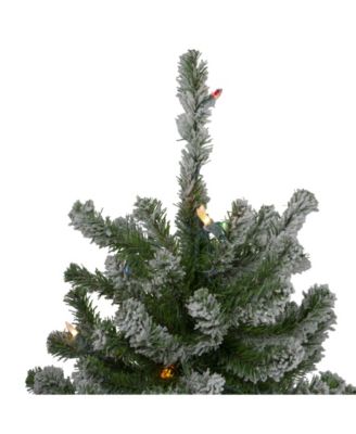 Pre-Lit Flocked Alpine Artificial Christmas Trees, Set of 3