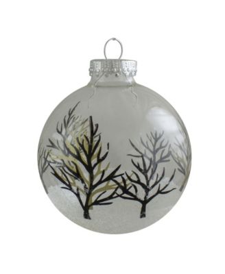 Count Clear and Frosted Winter Tree Glass Christmas Ball Ornaments