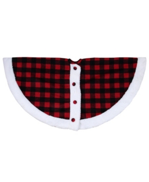 Northlight Buttoned Buffalo Plaid Christmas Tree Skirt In Red