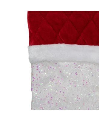 LED Lighted Iridescent Glitter Christmas Stocking with Cuff