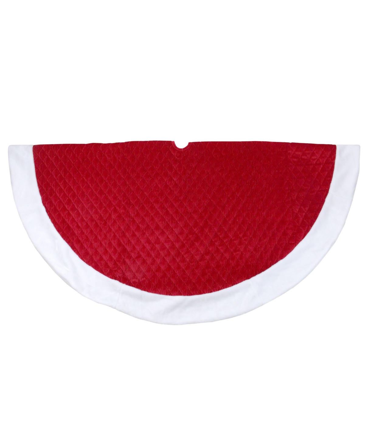 Quilted Christmas Tree Skirt with Faux Fur Trim - Red