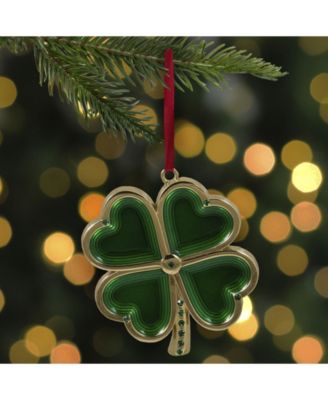 Luck of The Irish Clover with Crystals Christmas Ornament