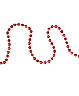Shiny Crimson Beaded Artificial Christmas Garland-Unlit