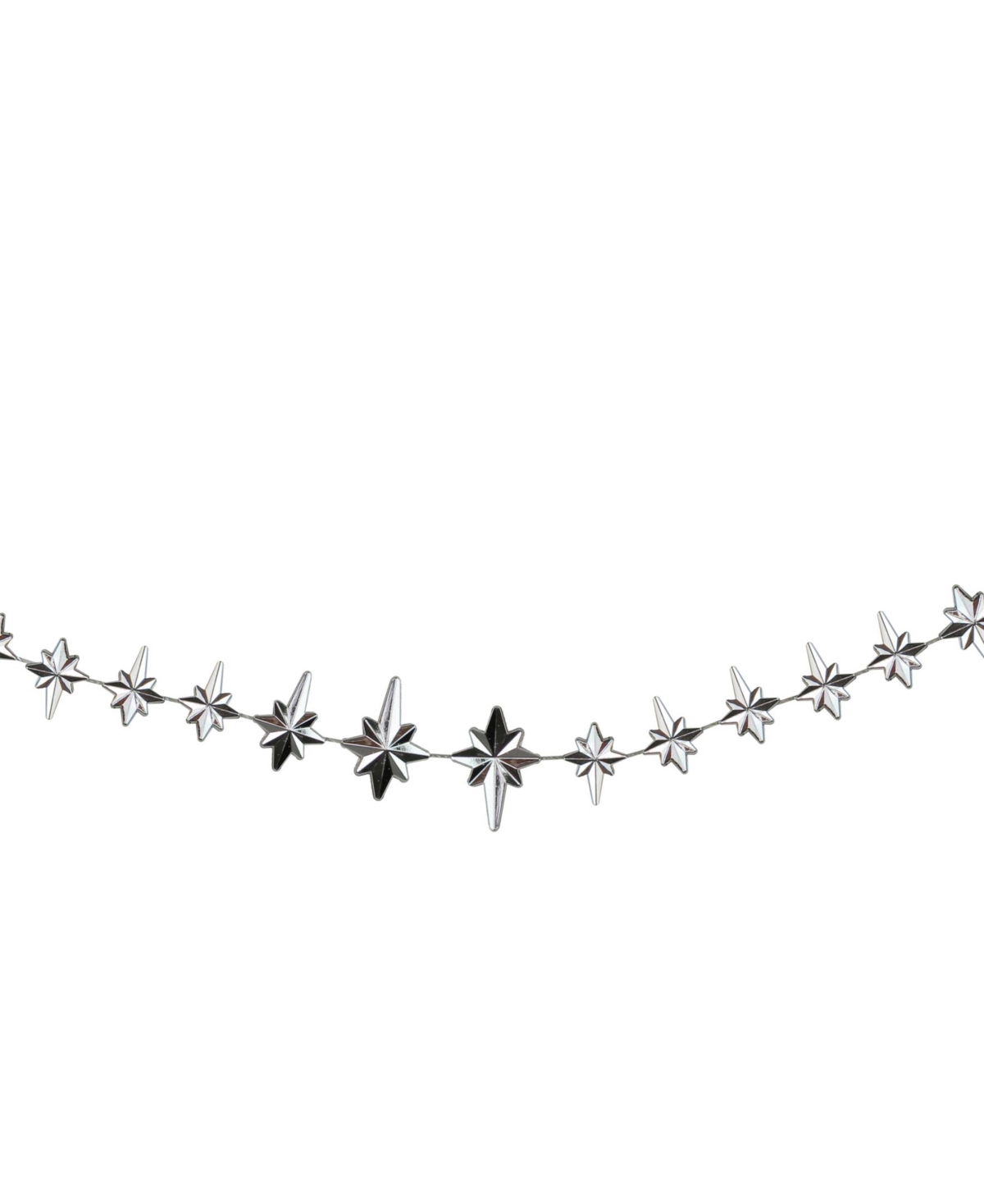 Shiny Star of Bethlehem Beaded Artificial Christmas Garland-Unlit - Silver