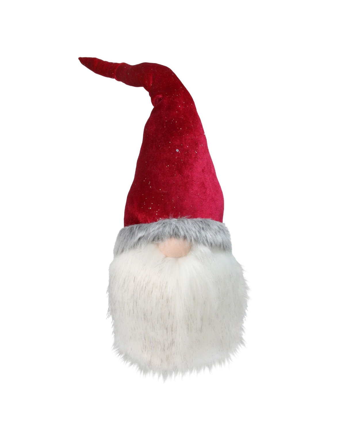 Gnome with Bendable Glitter Velvet Textured Hat Christmas Decoration - Red