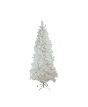 Northlight Pre-Lit Slim Flocked Pine Artificial Christmas Tree-Warm Led Lights