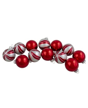 Northlight 12 Count 2-finish Swirl Glass Christmas Ball Ornaments In Red
