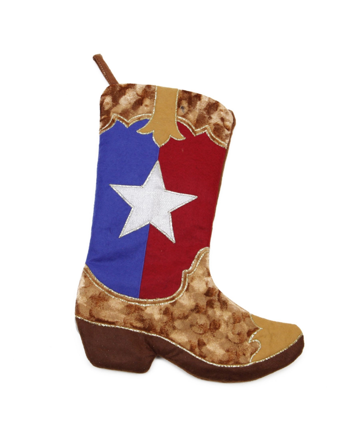 Shadow Velveteen Texas Flag Cowboy Boot Christmas Stocking - Multi