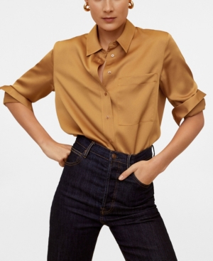 image of Mango Satin Pocket Shirt