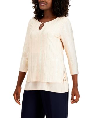 JM Collection - Metallic O-Ring Keyhole Top, Created for Macy's