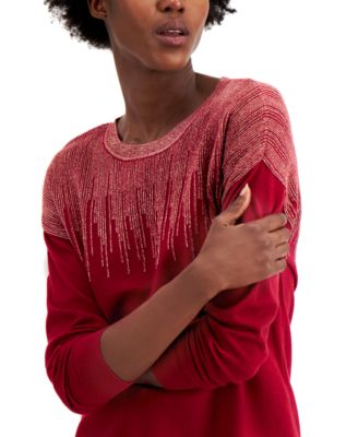 Alfani Petite Metallic Lines Sweater 