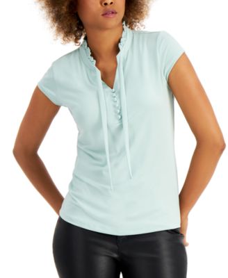 Karl Lagerfeld Paris - Tie-Front Pleated-Neck Top
