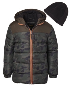 image of Ixtreme Little Boys Camouflage Puffer with Fleece Hat