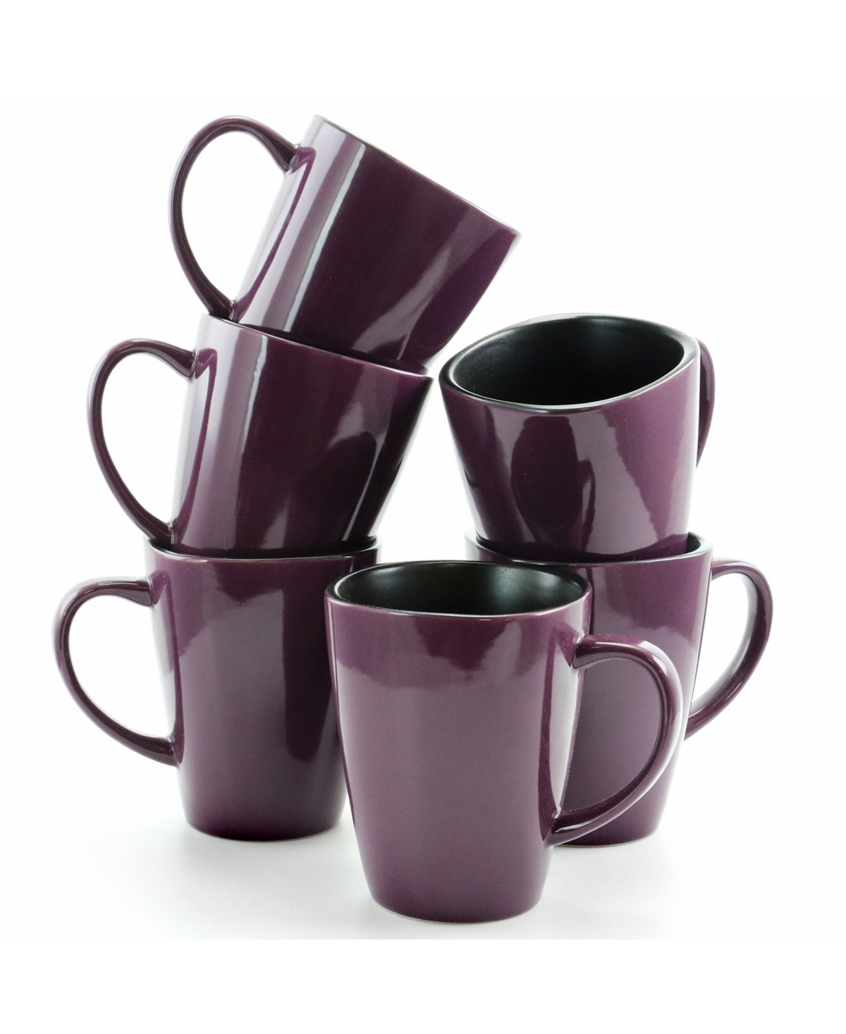 Mulberry Stoneware Mugs, Set of 6 - Purple