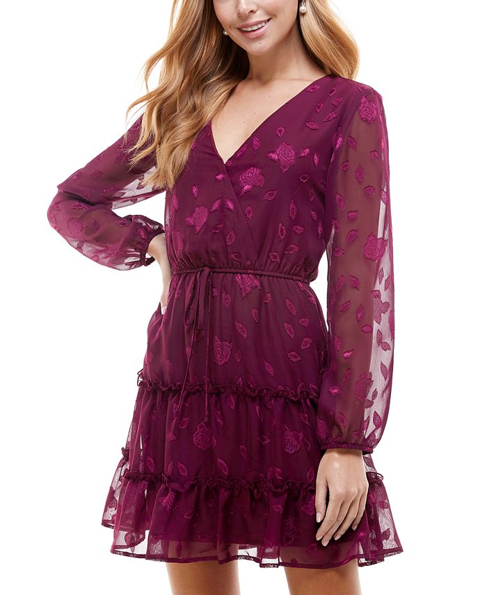 City Studios Juniors Surplice Fit Flare Dress Macy s