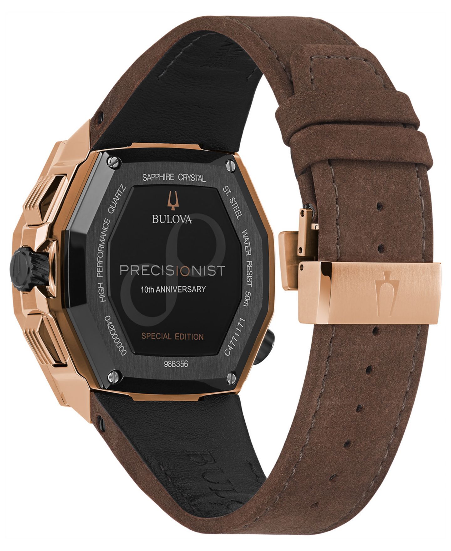 Мужские часы Bulova Precisionist Brown Leather Strap Watch 44.7x46.8mm - A Special Edition — фото 3