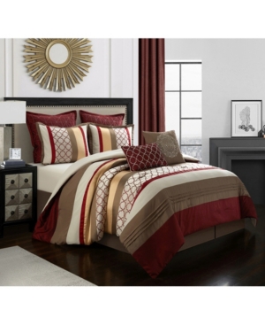 Nanshing Sydney 8-piece California King Comforter Set Bedding In Red