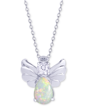 image of Simulated Opal & Cubic Zirconia Angel Wing 18