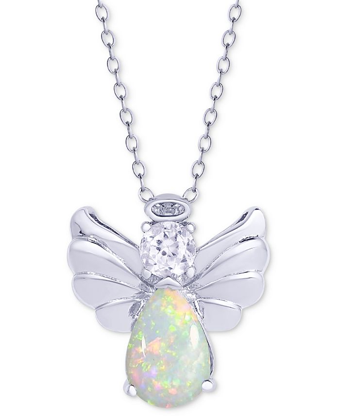 Opal angel top wing necklace
