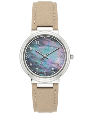 image of Anne Klein Women-s Considered Solar Tan Apple Peel Vegan Leather Strap Watch 34mm