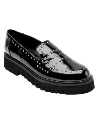 womens black platform loafers