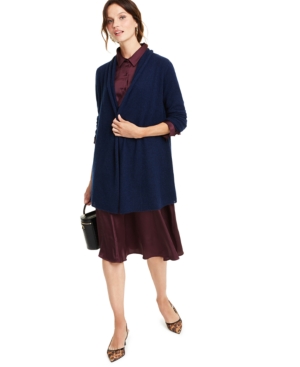 Charter Club Petite Rolled-Edge Pure Cashmere Cardigan