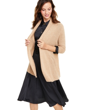 Charter Club Petite Rolled-Edge Pure Cashmere Cardigan